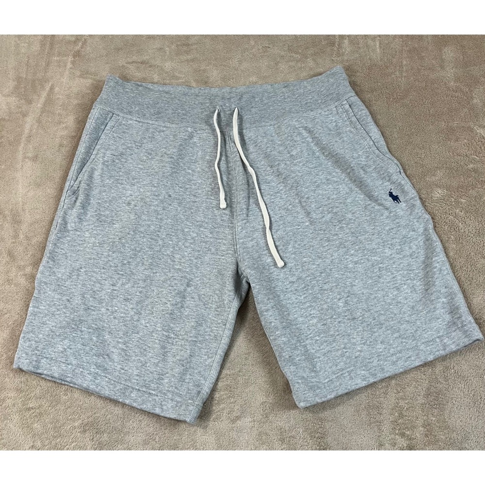 Polo Ralph Lauren Sweat Shorts Men Size Large 34 Gray Drawstrings 9" EUC